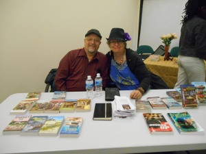 Joyce and Jim Lavene, authors from Midland, NC, at the Local Author Fair in Kannapolis.
